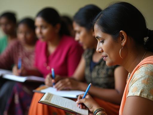 Adults attending a community learning program